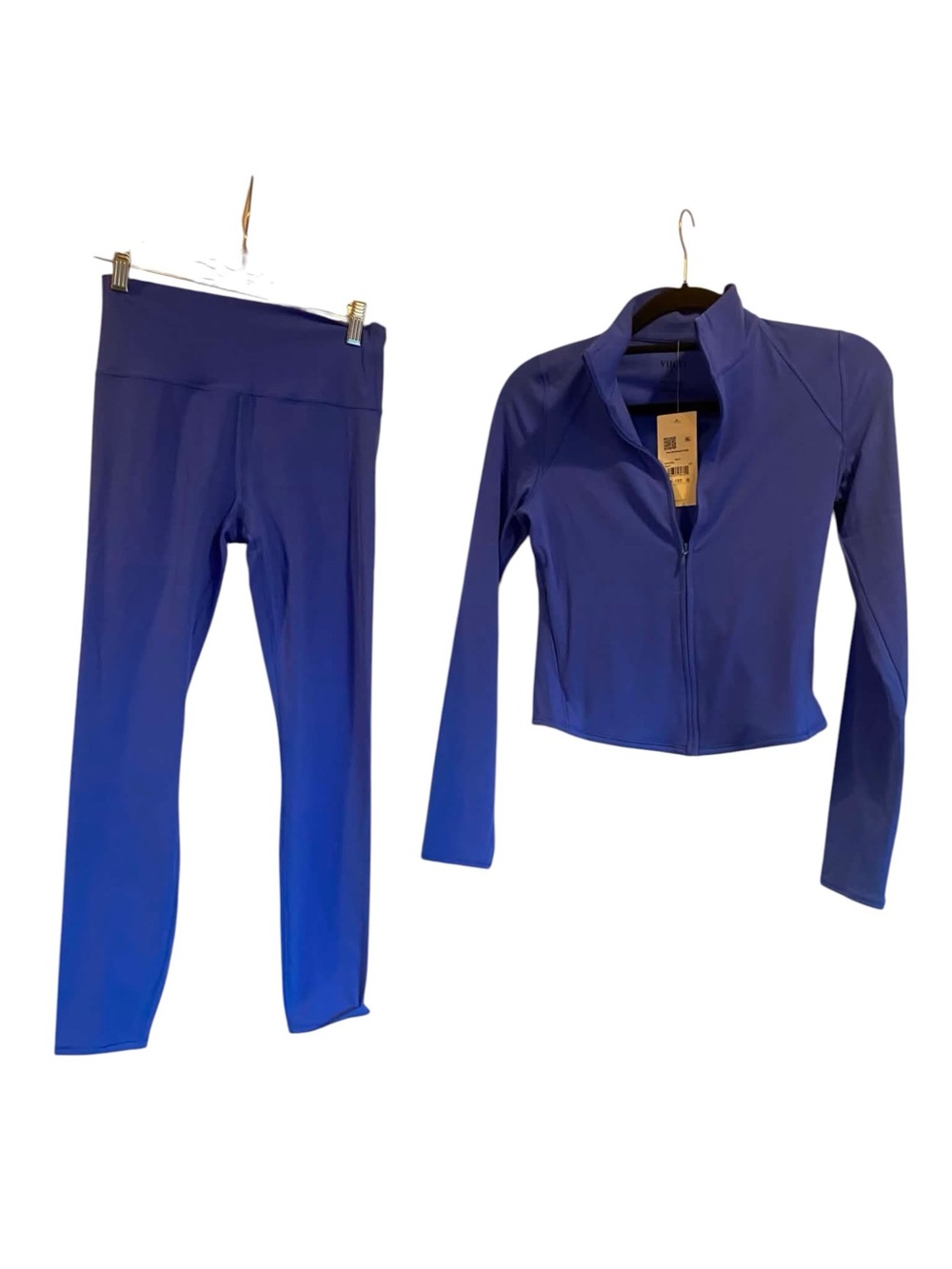 NWT Vuori All The Feels Full Zip/Matching Leggings ELECTRIC BLUE Size Small